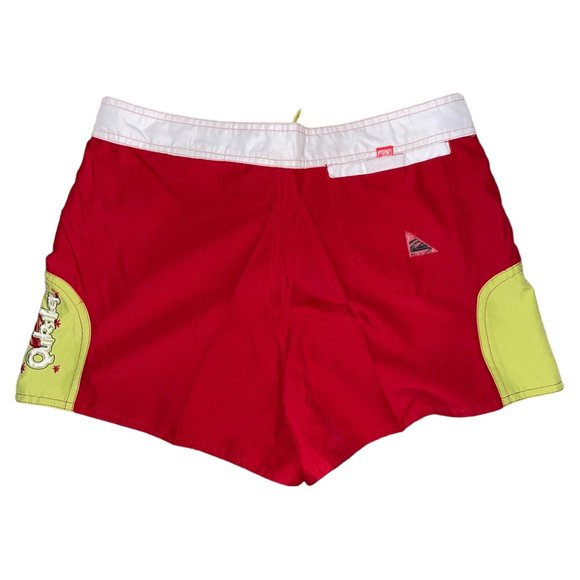 Quiksilver Board Shorts Juniors 7 Red Logo Swimwear Summer Ocean Beach - Picture 4 of 7